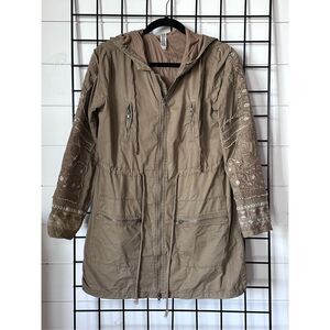 Monoreno Embroidered Utility Jacket‎ Womens S Beige Boho Cottagecore